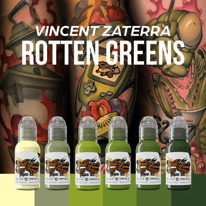 World Famous Vincent Zattera Rotten Greens Set - The Tattoo Supply Company